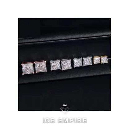 Iced Out Rose Gold Plated Moissanite Stud Earrings