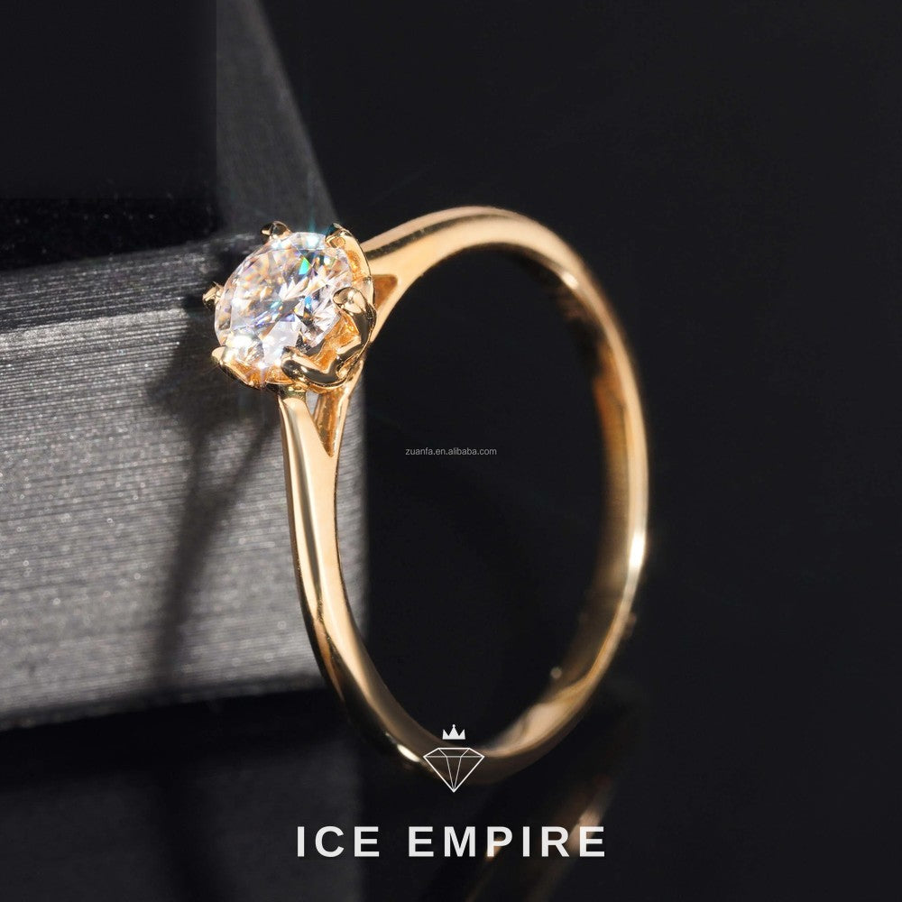 Iced Out 14K Gold Moissanite Engagement Ring