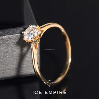 Iced Out 14K Gold Moissanite Engagement Ring