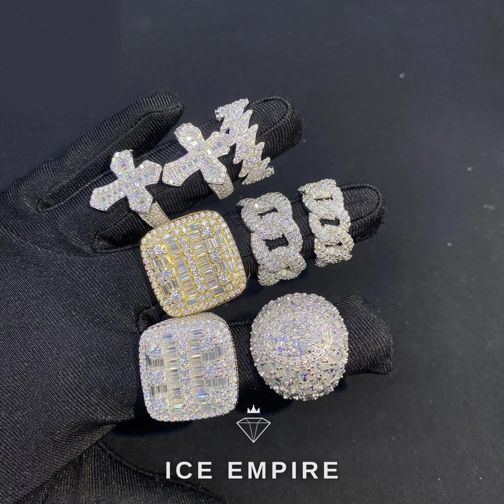 Iced Out Cross 925 Silver Moissanite Cuban Chain