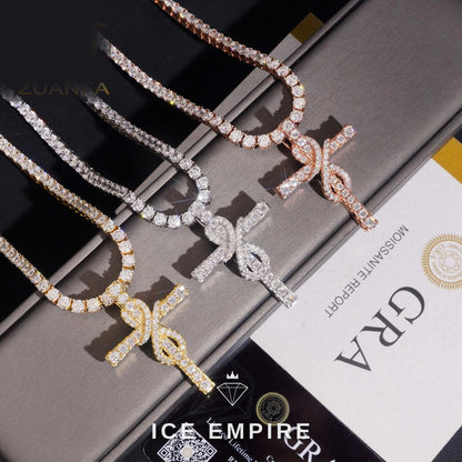 Iced Out Cross 925 Silver Pendant