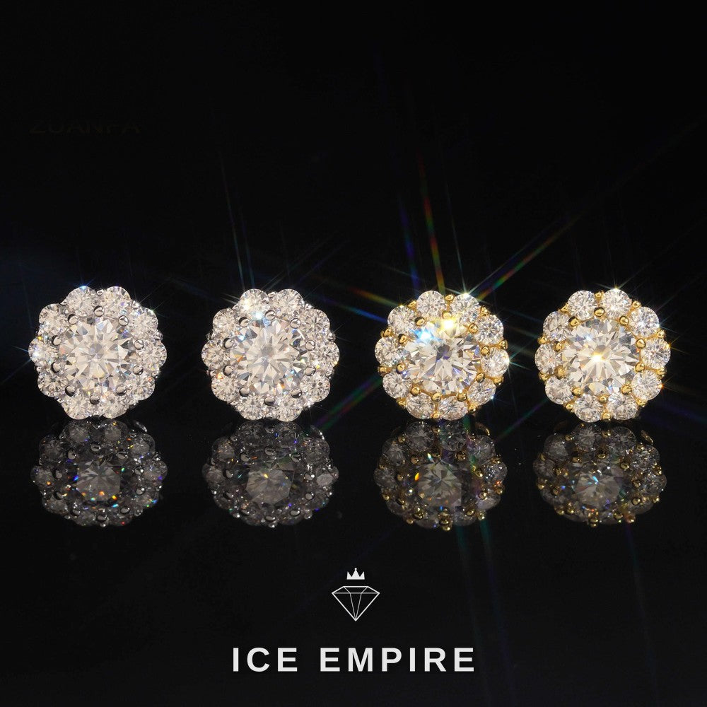 Iced Out Cluster Rose Gold Plated Moissanite Earrings
