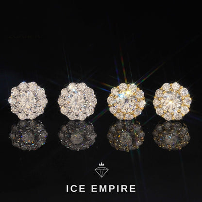 Iced Out Cluster Rose Gold Plated Moissanite Earrings