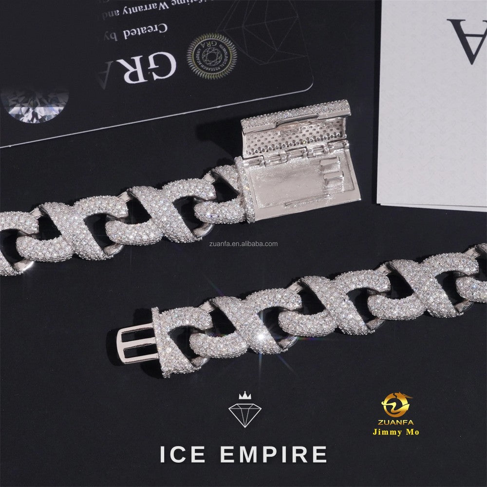 Iced Out 925 Silver Moissanite Cuban Chain