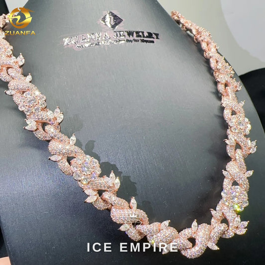 Iced Out Rose Gold Plated Moissanite Cuban Chain