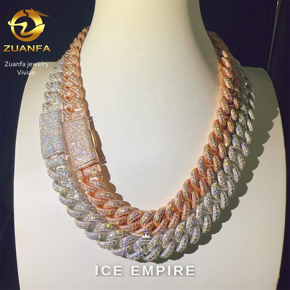 Iced Out Rose Gold Plated Moissanite Cuban Chain