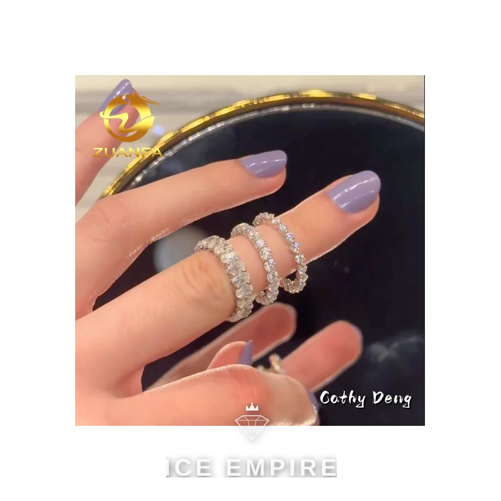 Iced Out 925 Silver Moissanite Ring