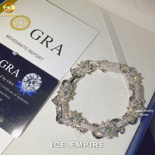 Iced Out 925 Silver Moissanite Cuban Chain