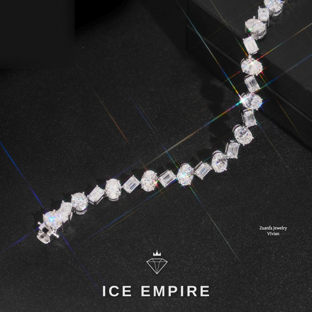 Iced Out 925 Silver Moissanite Tennis Chain