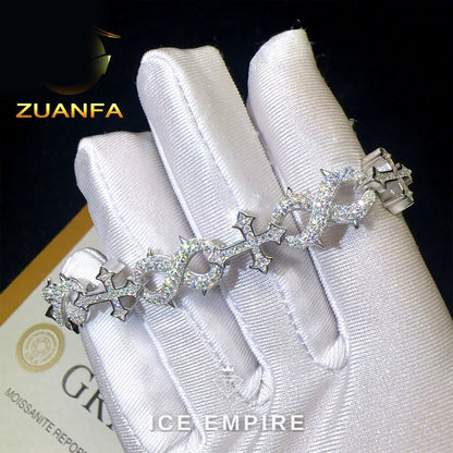 Iced Out Cross Rose Gold Plated Moissanite Cuban Chain