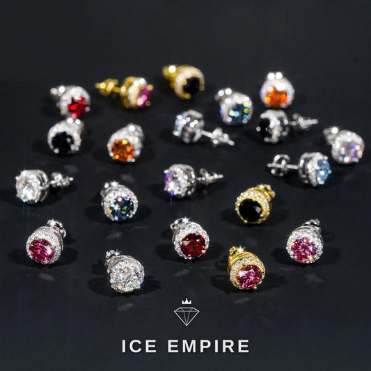 Iced Out 925 Silver Moissanite Stud Earrings