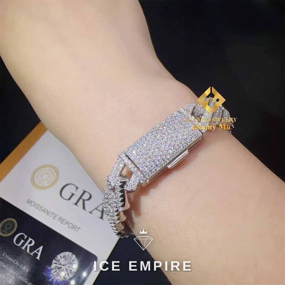 Iced Out 925 Silver Moissanite Cuban Chain
