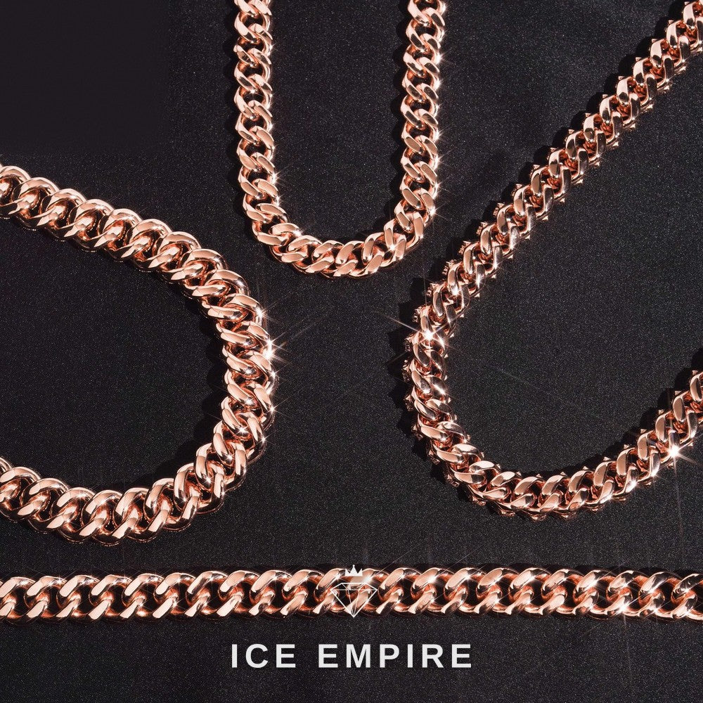 Iced Out Rose Gold Plated Moissanite Cuban Chain