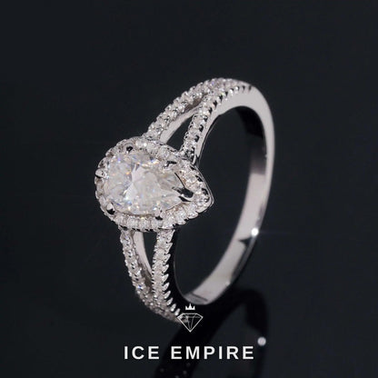 Iced Out Heart Rose Gold Plated Moissanite Wedding Band