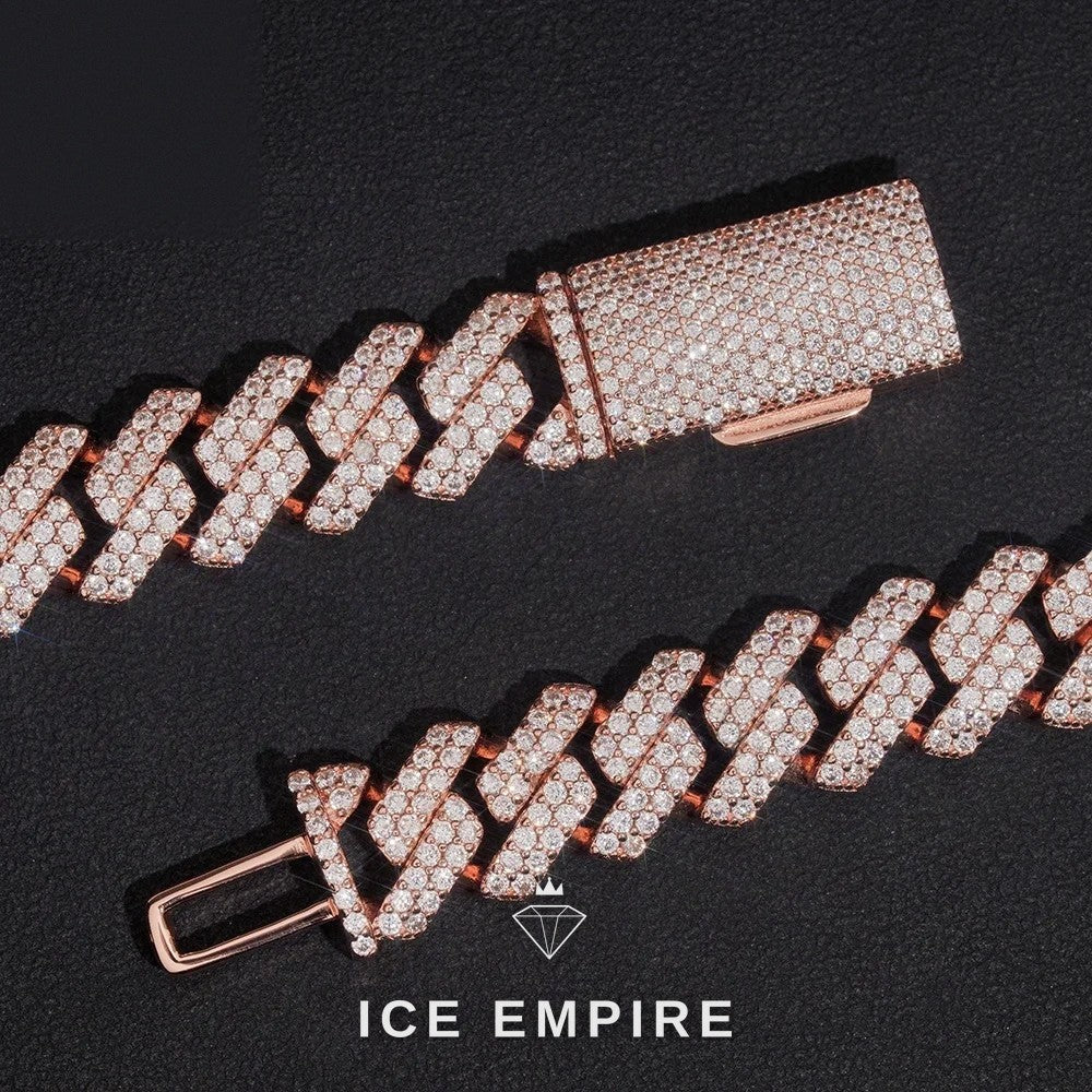 Iced Out Rose Gold Plated Moissanite Cuban Chain