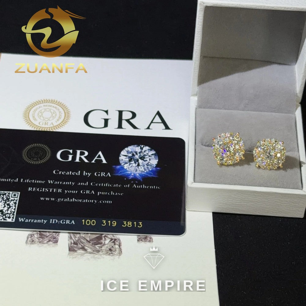 Iced Out Cluster 925 Silver Moissanite Earrings