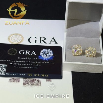 Iced Out Cluster 925 Silver Moissanite Earrings