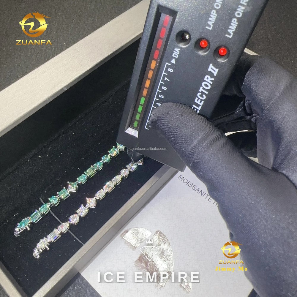 Iced Out Cluster 925 Silver Moissanite Tennis Chain