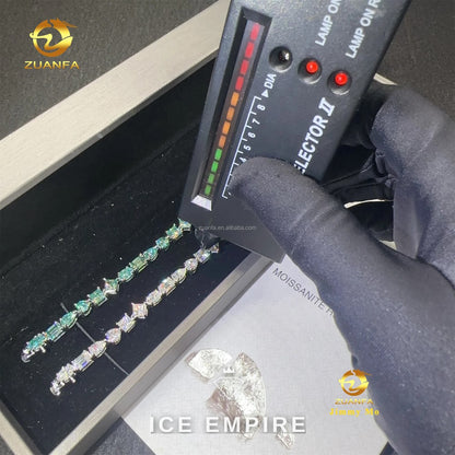 Iced Out Cluster 925 Silver Moissanite Tennis Chain