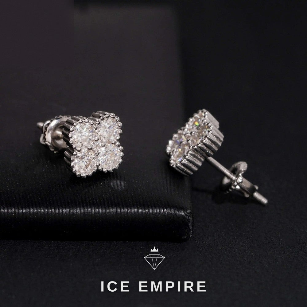 Iced Out 925 Silver Moissanite Stud Earrings