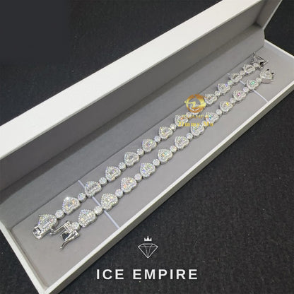 Iced Out Heart Gold Plated Moissanite Tennis Chain