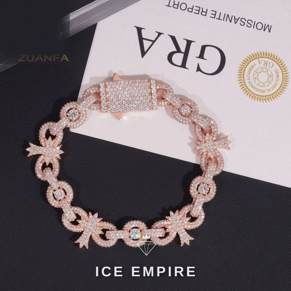 Iced Out Cross 925 Silver Moissanite Cuban Chain