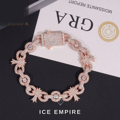 Iced Out Cross 925 Silver Moissanite Cuban Chain