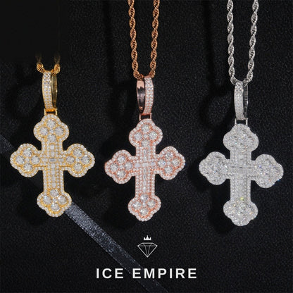 Iced Out Cross 925 Silver Pendant