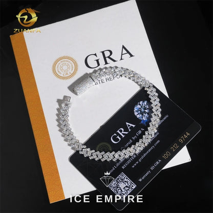 Iced Out 925 Silver Moissanite Cuban Chain