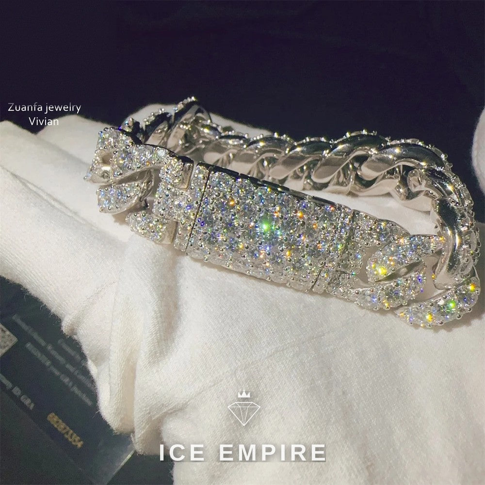 Iced Out 925 Silver Moissanite Cuban Chain