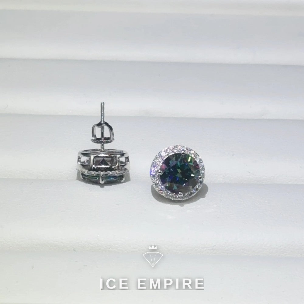 Iced Out 925 Silver Moissanite Stud Earrings