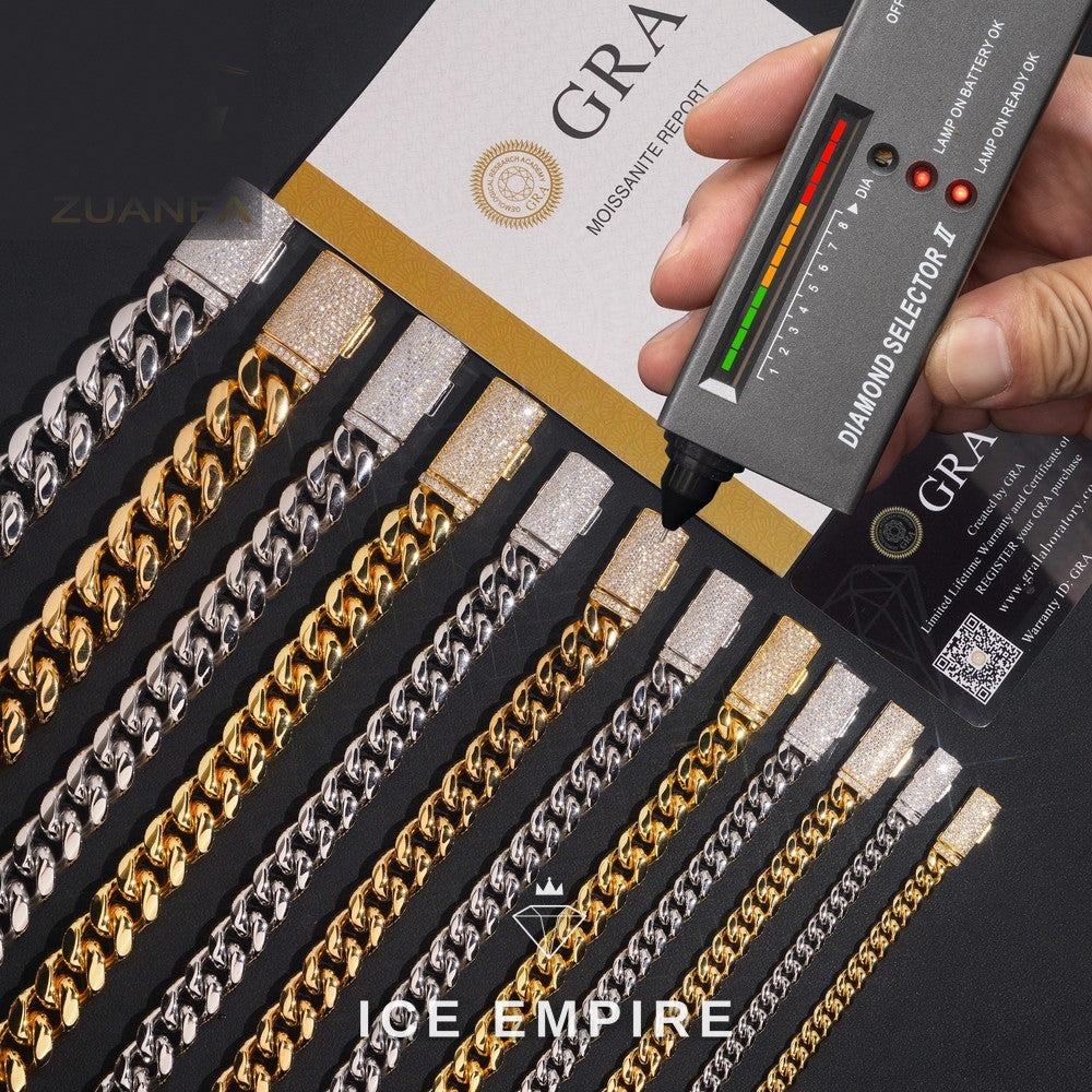 Iced Out Gold Plated Moissanite Cuban Chain