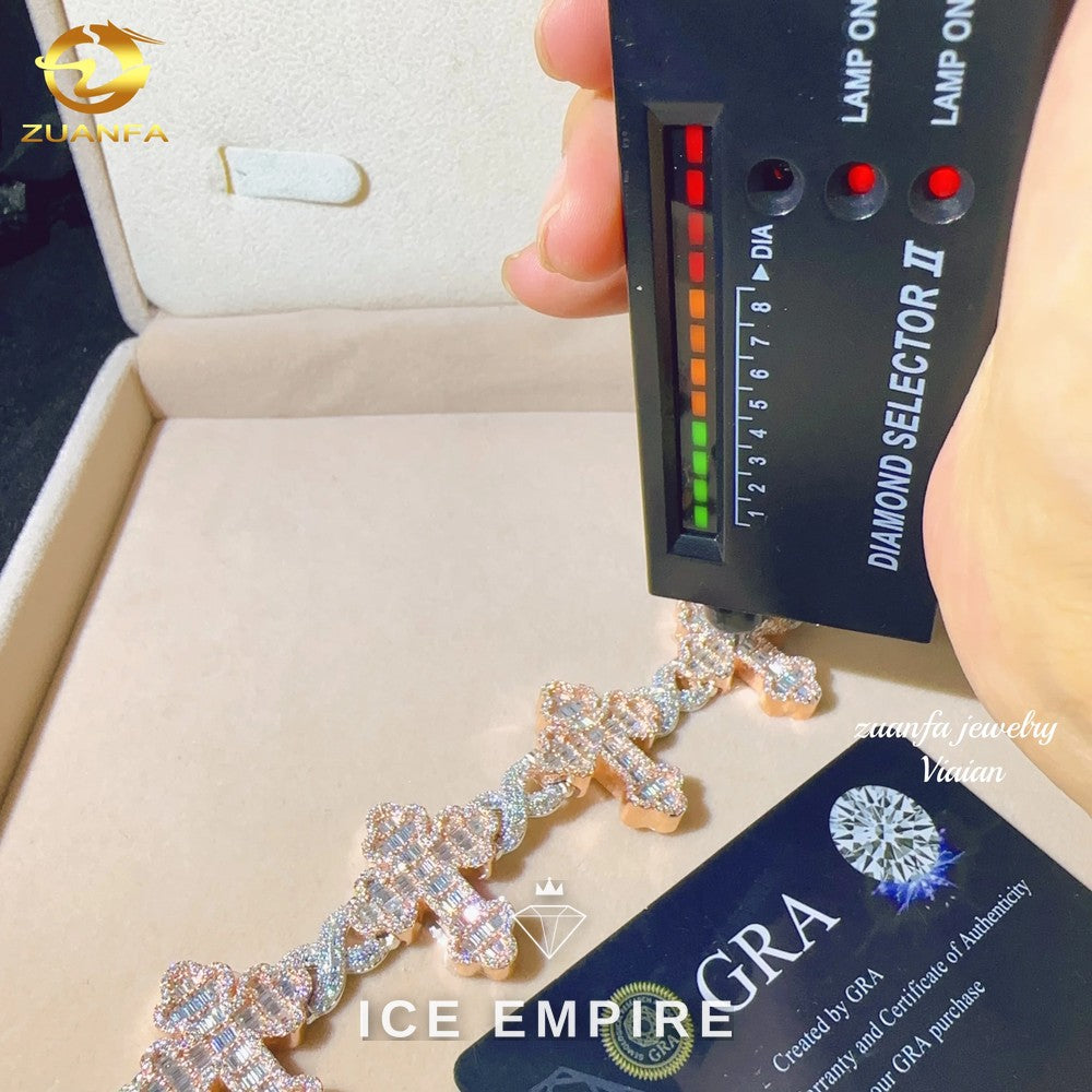 Iced Out Rose Gold Plated Moissanite Cuban Chain
