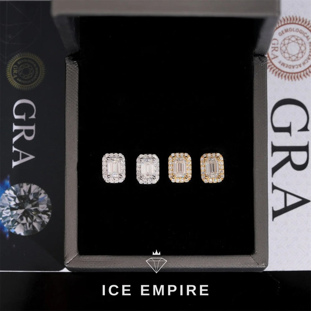 Iced Out Rose Gold Plated Moissanite Stud Earrings