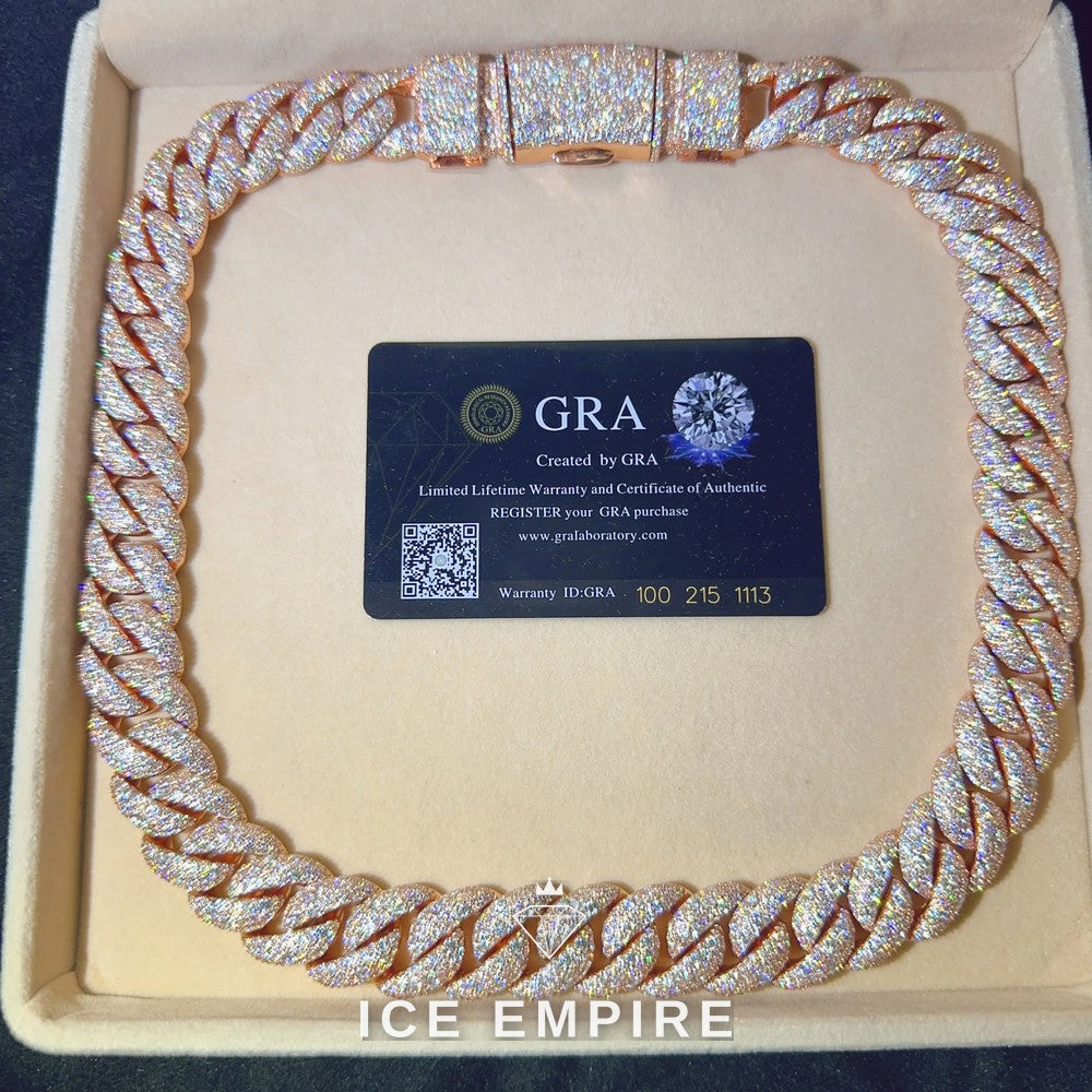 Iced Out Rose Gold Plated Moissanite Cuban Chain