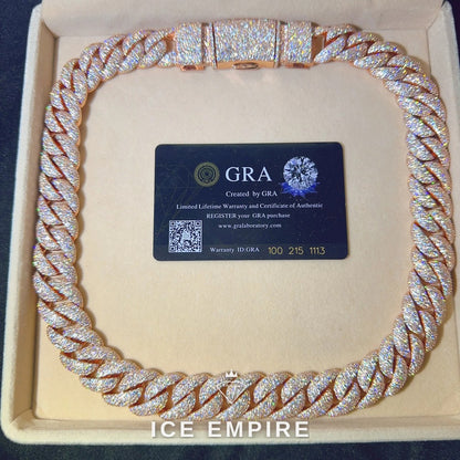 Iced Out Rose Gold Plated Moissanite Cuban Chain