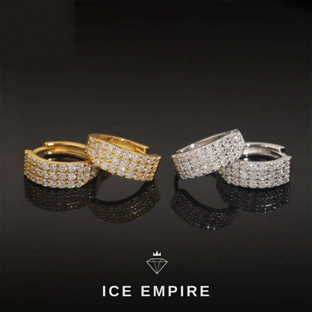 Iced Out 925 Silver Moissanite Hoop Earrings