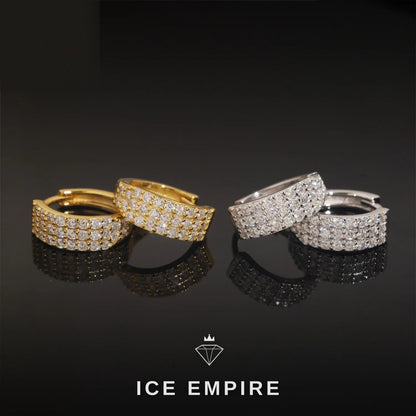 Iced Out 925 Silver Moissanite Hoop Earrings