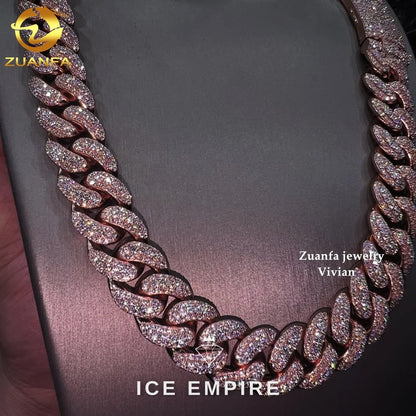 Iced Out Rose Gold Plated Moissanite Cuban Chain