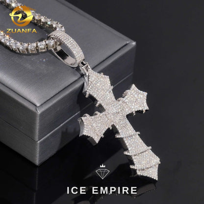 Iced Out Cross Rose Gold Plated Moissanite Pendant