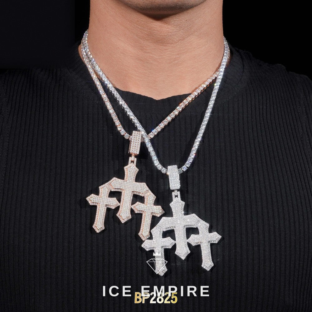Iced Out Baguette 925 Silver Moissanite Pendant