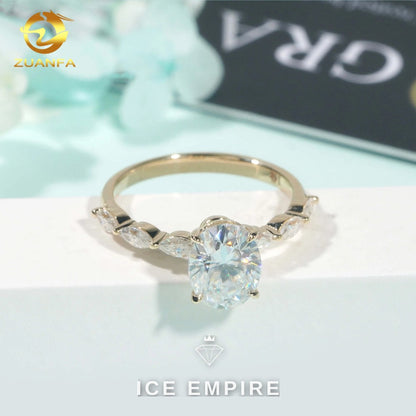 Iced Out 14K Gold Moissanite Engagement Ring