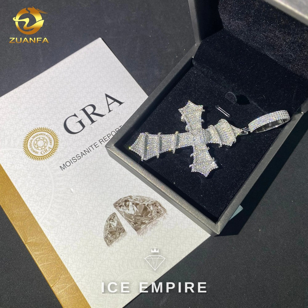 Iced Out Baguette Rose Gold Plated Moissanite Pendant