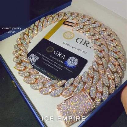 Iced Out Rose Gold Plated Moissanite Cuban Chain