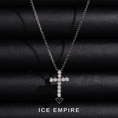 Iced Out Cross 10K Gold Lab Grown Diamond Chain
