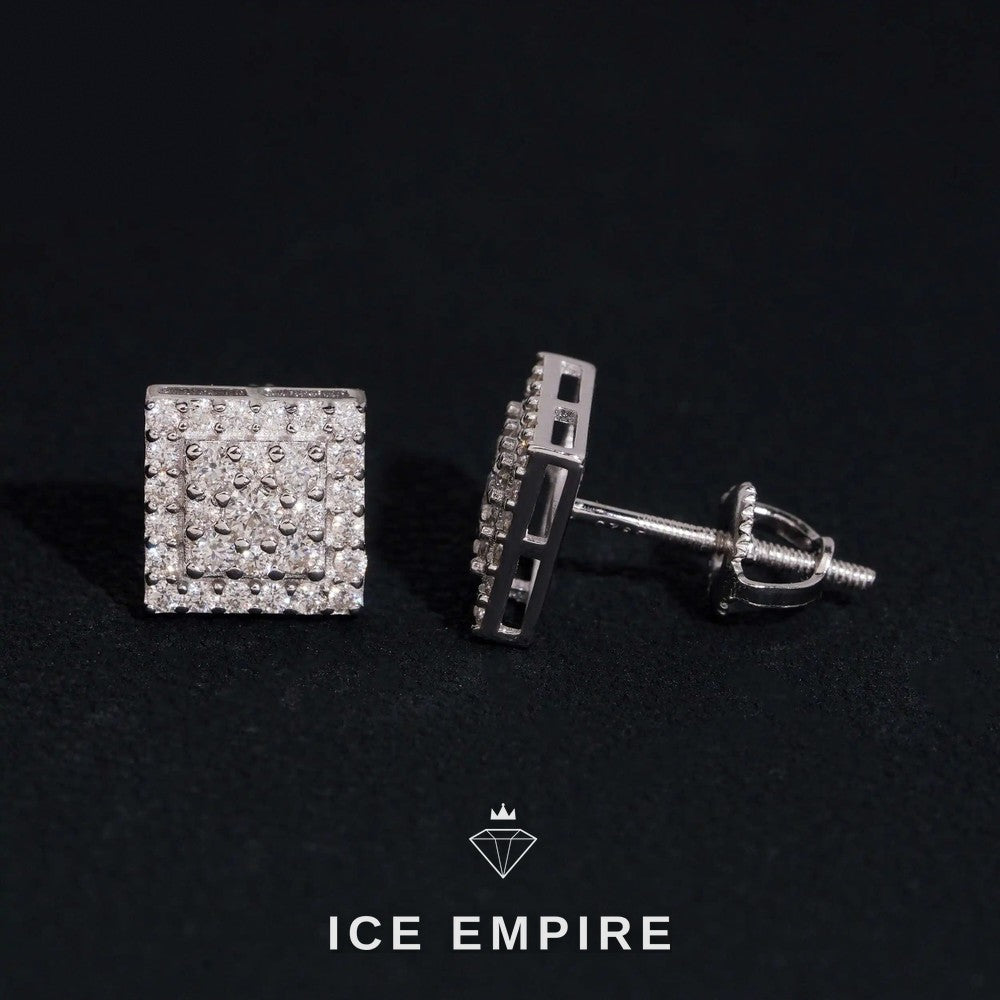 Iced Out Cluster 925 Silver Moissanite Stud Earrings