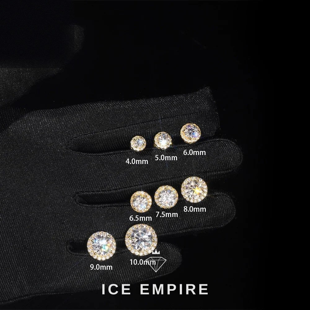 Iced Out Rose Gold Plated Moissanite Stud Earrings
