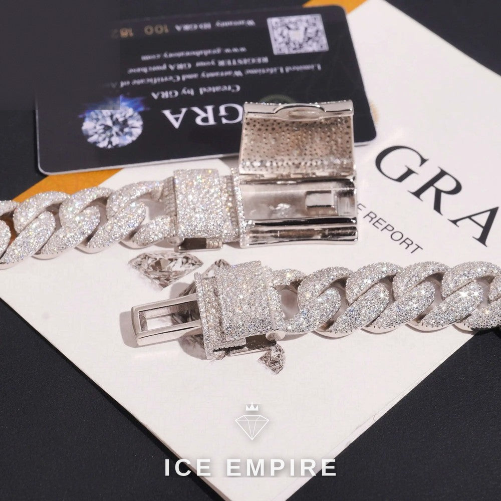 Iced Out Rose Gold Moissanite Cuban Chain