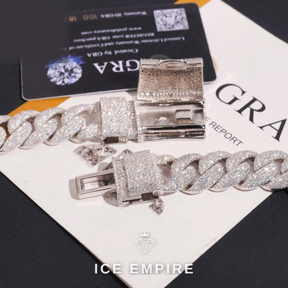 Iced Out Rose Gold Moissanite Cuban Chain