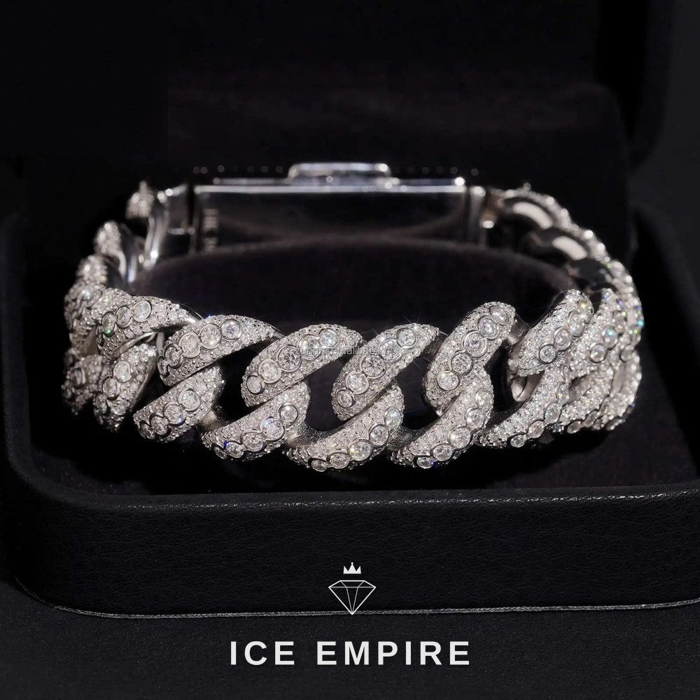 Iced Out 925 Silver Moissanite Cuban Chain